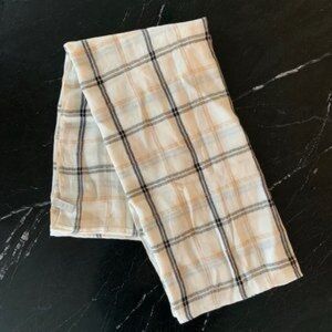 Plaid Infnity Scarf in Cream and Tan